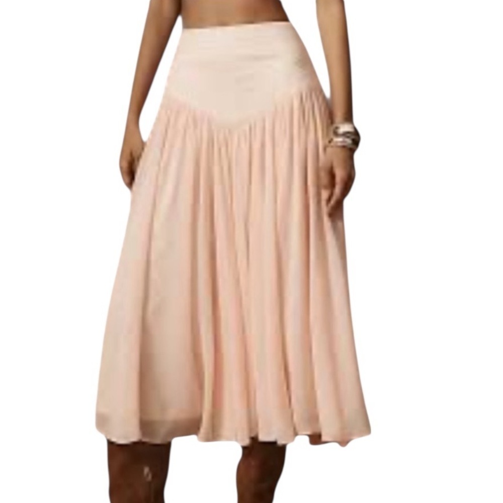 Anthropologie Satin Trapunto Midi Skirt